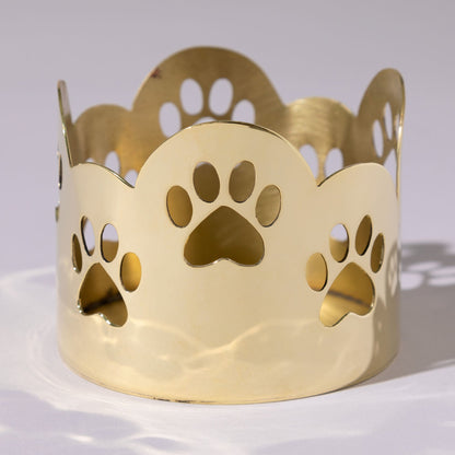 Paw Print Mixed Metal Candle Holder