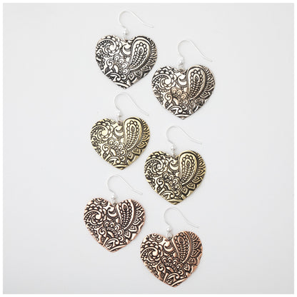 My Heart In Paisley Mixed Metal Earrings