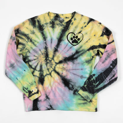 Midnight Rainbow Tie-Dye Paw Crew Sweatshirt