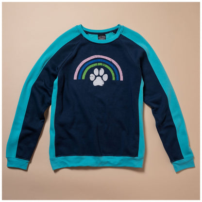 Rainbow & Paw Color-Block Crewneck Sweatshirt