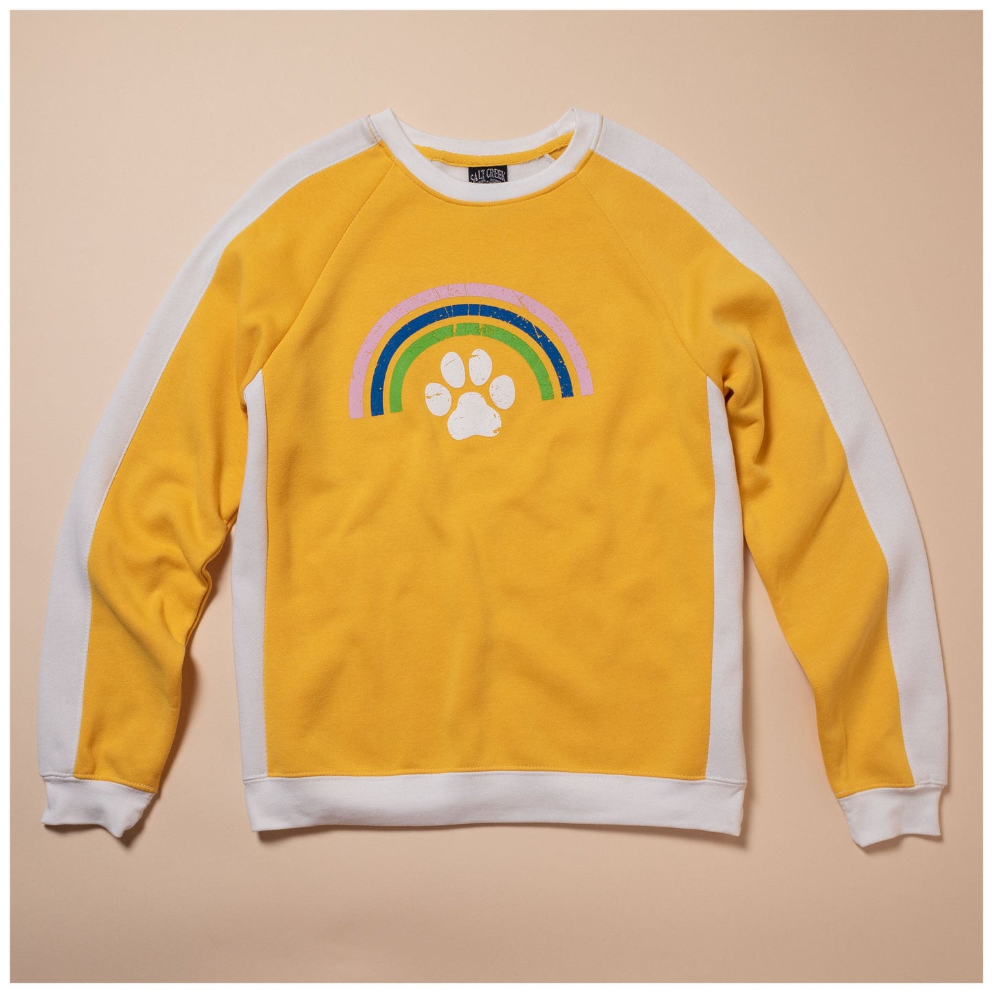 Rainbow & Paw Color-Block Crewneck Sweatshirt