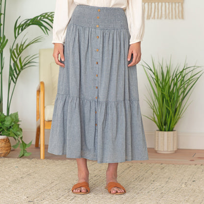 Chambray Button Down Long Skirt