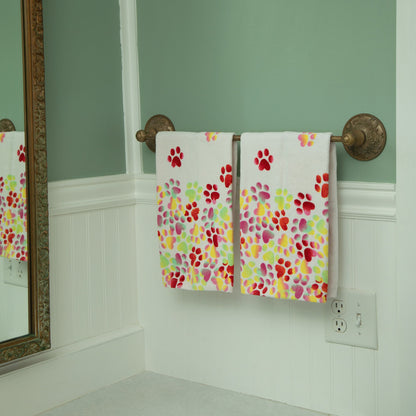 Paw Print Bath Hand Towels - Set of 2