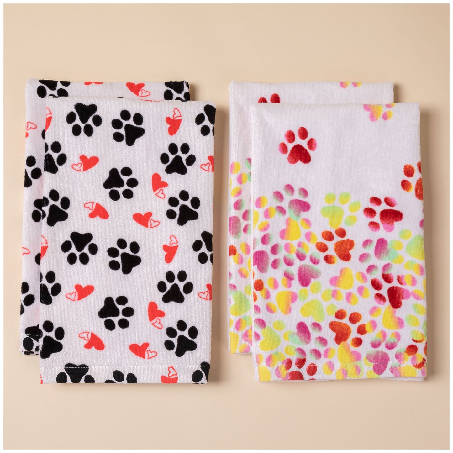 Paw Print Bath Hand Towels - Set of 2