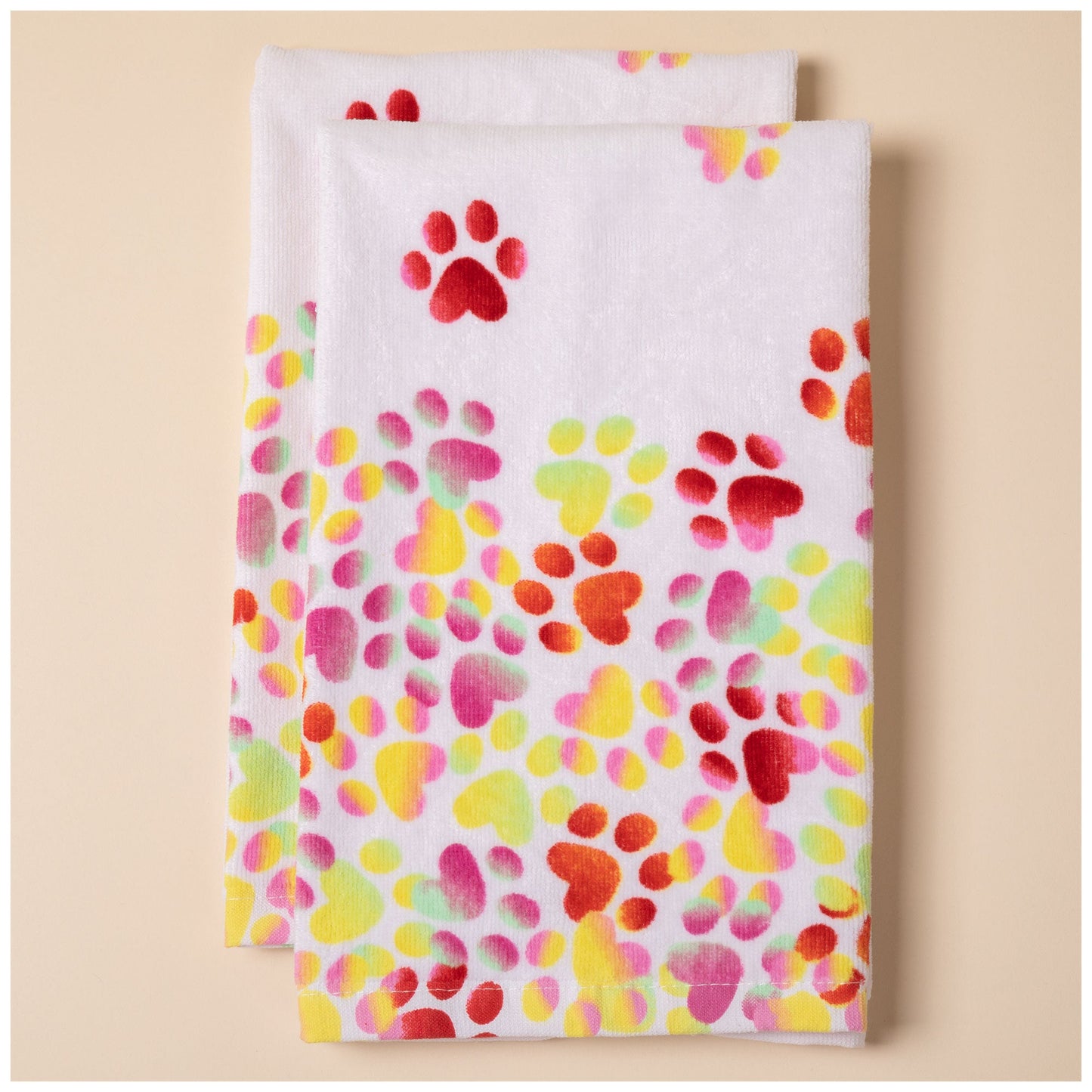 Paw Print Bath Hand Towels - Set of 2