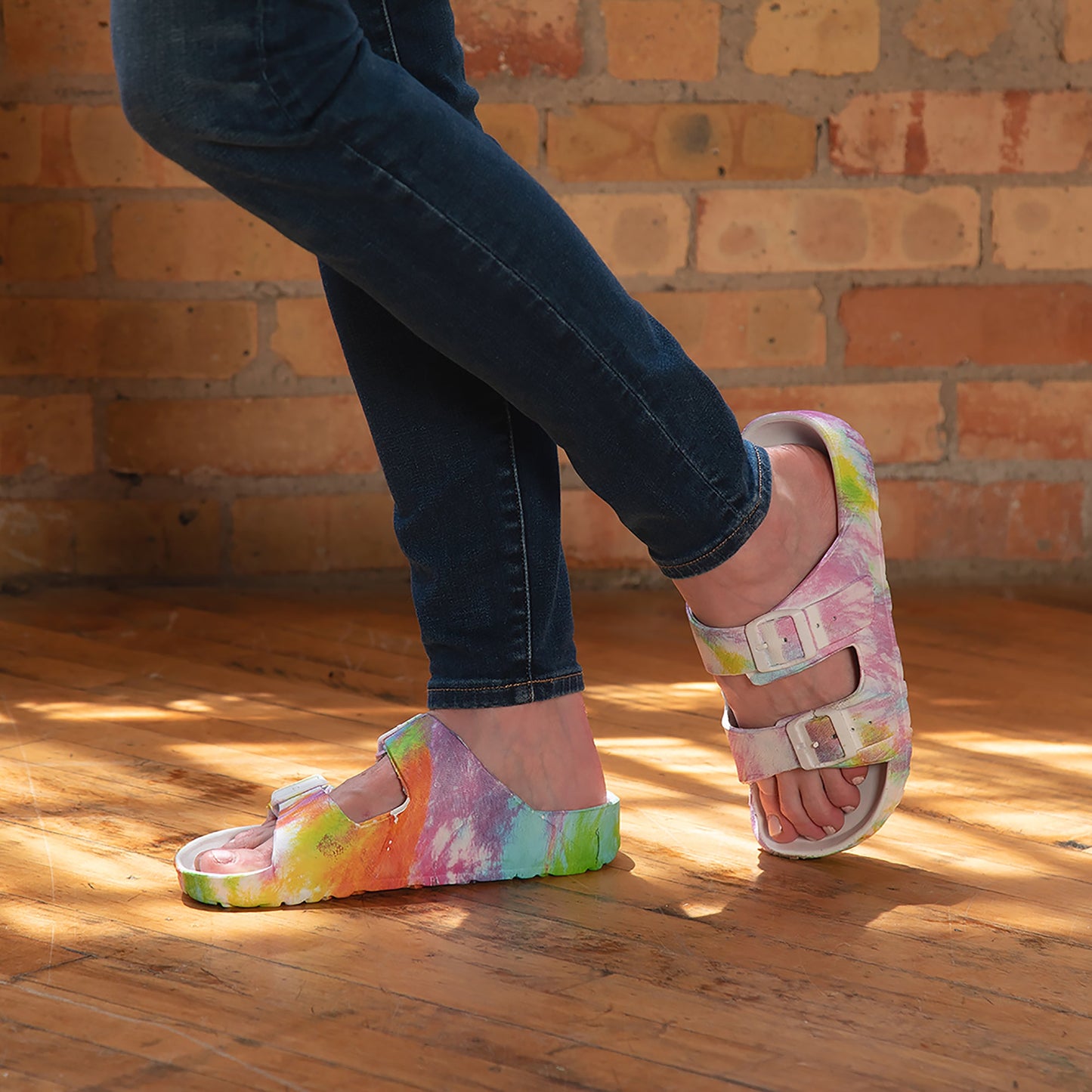 Women's Tie-Dye Double Buckle Slide Sandals