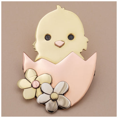 Chick in Egg Mixed Metal Pin