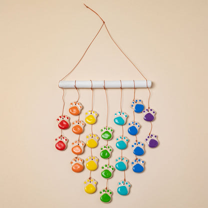 Life is a Rainbow Paw Print Ceramic Wind Chime