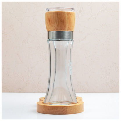 Glass & Wood Salt & Pepper Grinder Set