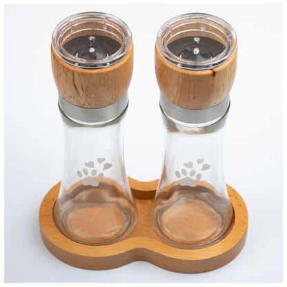 Glass & Wood Salt & Pepper Grinder Set