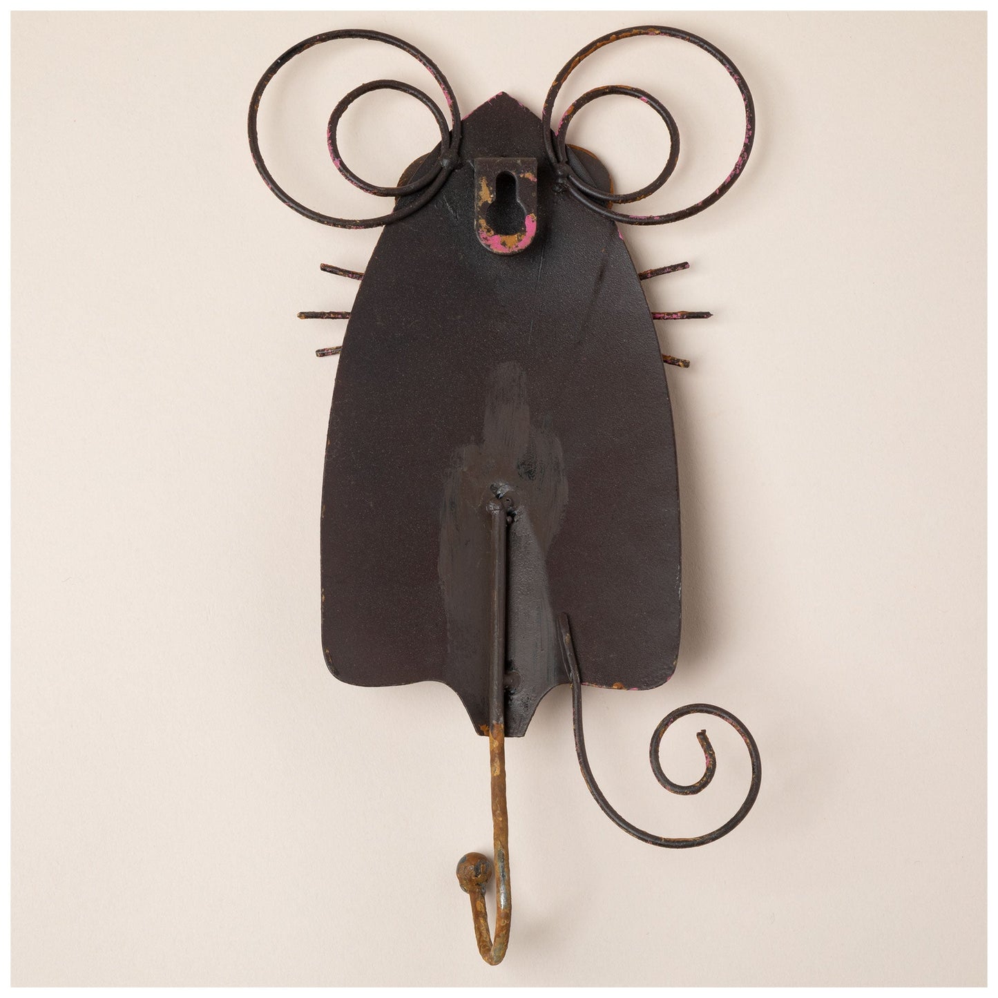 Handcrafted Metal Mouse Wall Hook