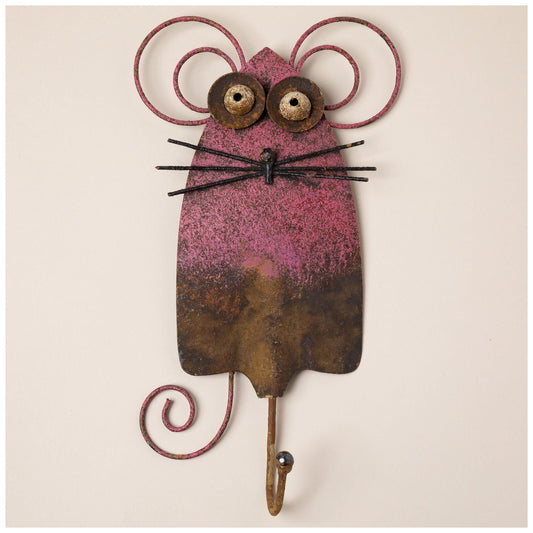 Handcrafted Metal Mouse Wall Hook