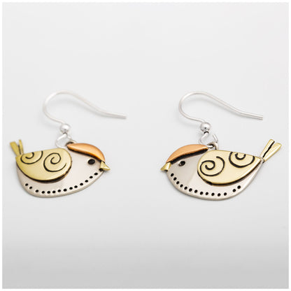 Sweet Bird Mixed Metal Earrings