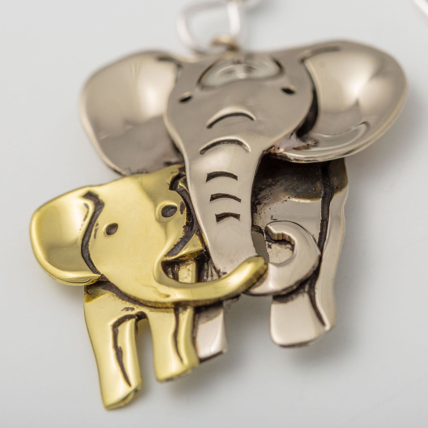 Elephant Parent & Baby Mixed Metal Earrings