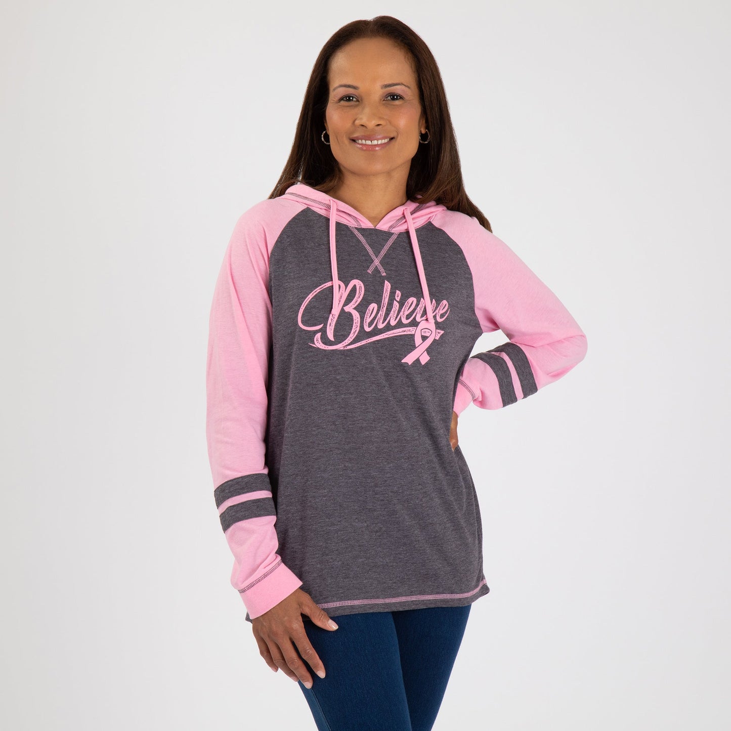 Believe Pink Ribbon Hooded Tee