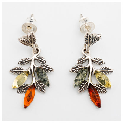 Leaves of Amber & Sterling Earrings