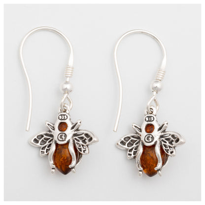 Sterling & Amber Bee Earrings