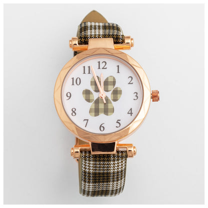 Plaid Paw Print Watch