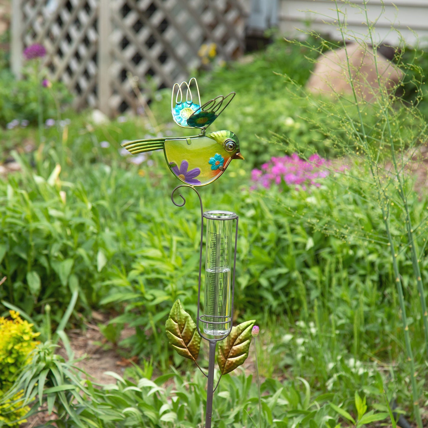 Decorative Bird Rain Gauge Stake