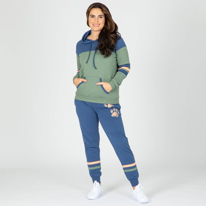 Paw Stripe Crossover Applique Hoodie