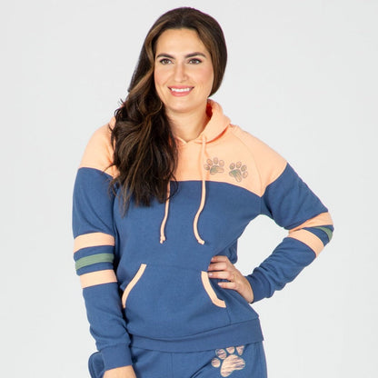 Paw Stripe Crossover Applique Hoodie