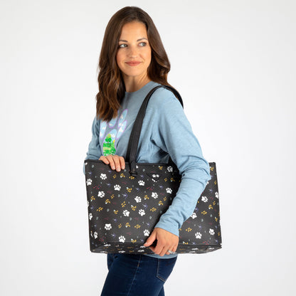 Midnight Floral Paw Print Vegan Handbag