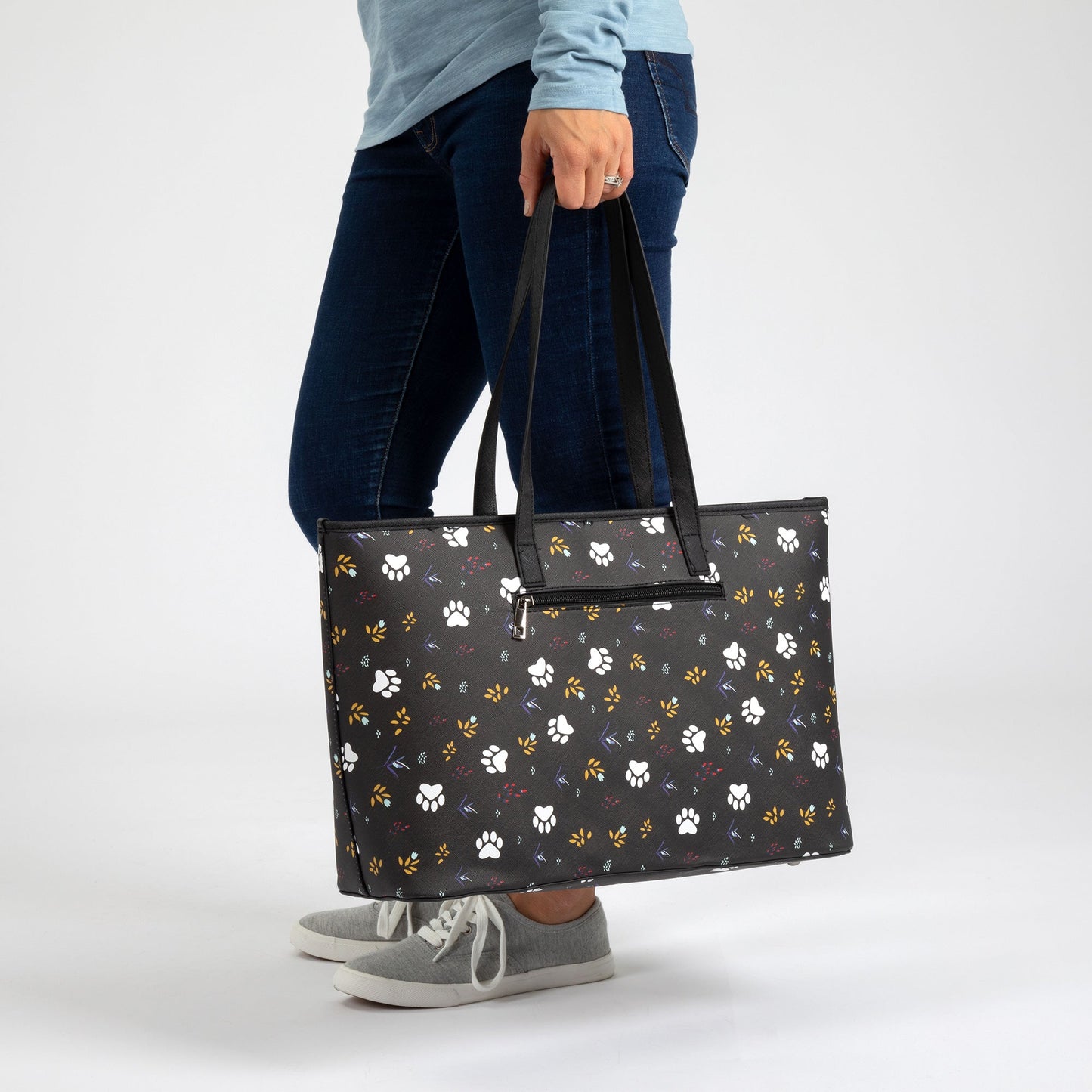 Midnight Floral Paw Print Vegan Handbag