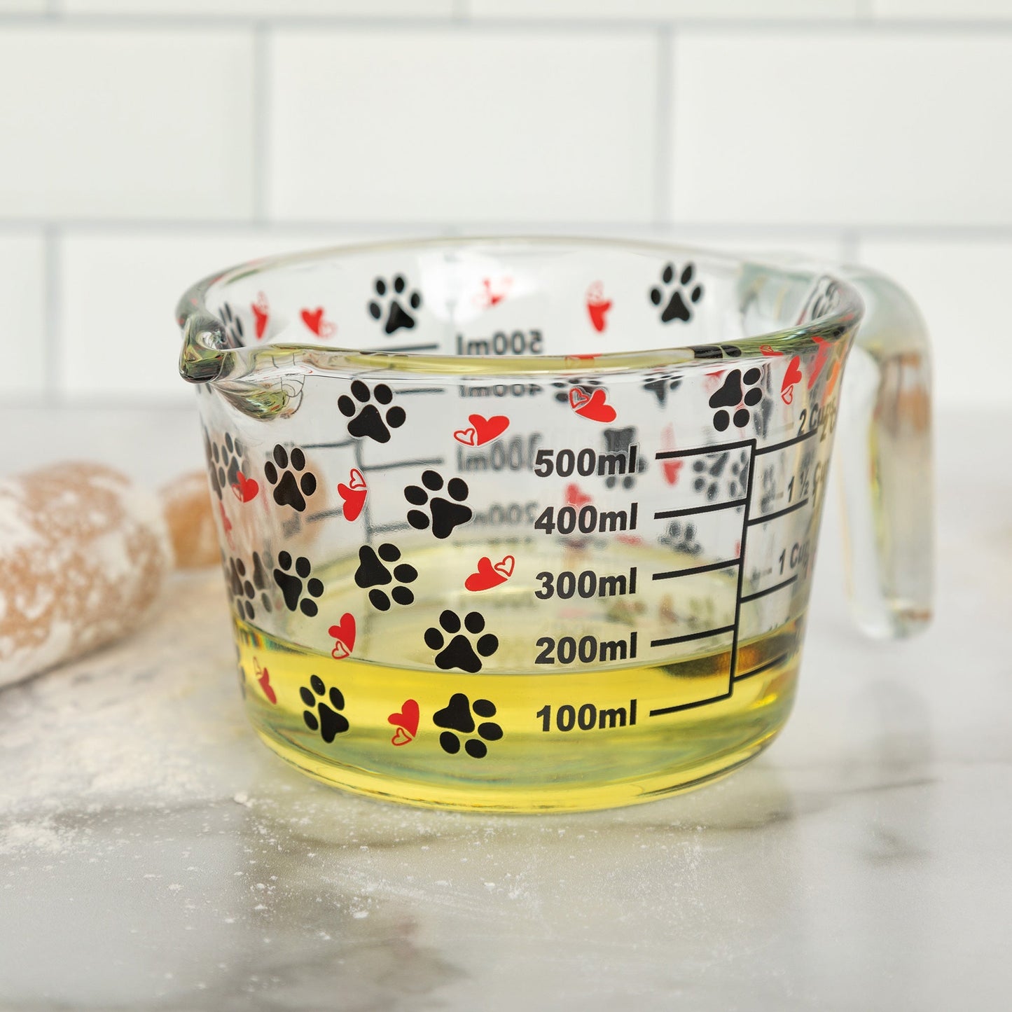 Paws & Hearts Glass Measuring Cup