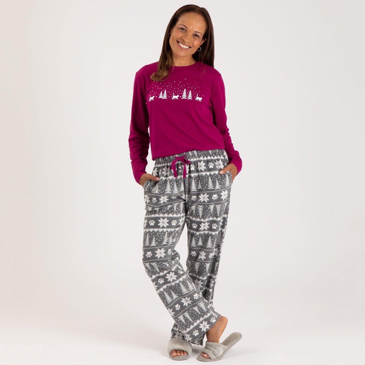 Winter Paw Print Pet Pajama Set