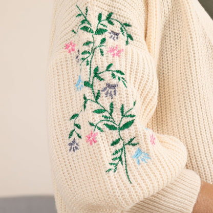 Paw Floral Vine Accented Cardigan