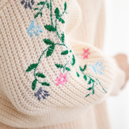 Paw Floral Vine Accented Cardigan