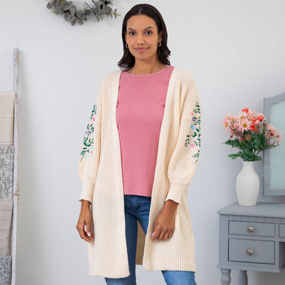 Paw Floral Vine Accented Cardigan