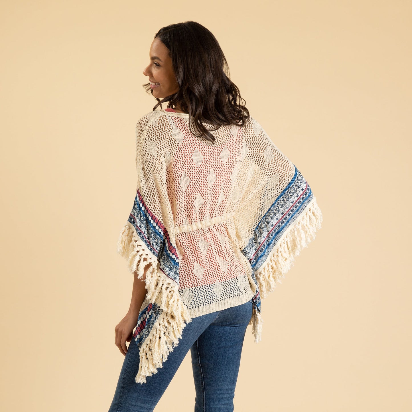 Open Weave Crochet Top with Fringe