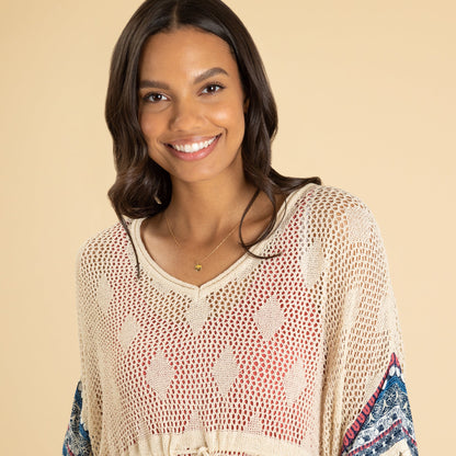 Open Weave Crochet Top with Fringe