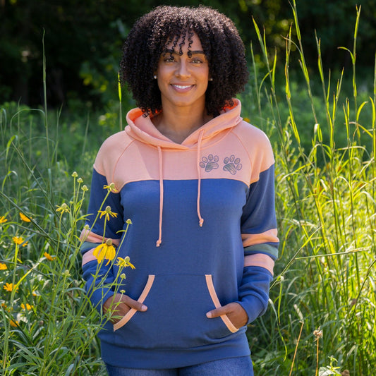 Paw Stripe Crossover Applique Hoodie