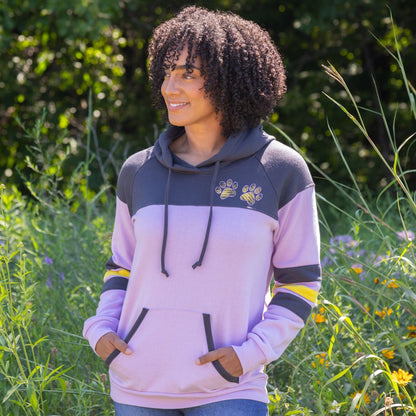 Paw Stripe Crossover Applique Hoodie