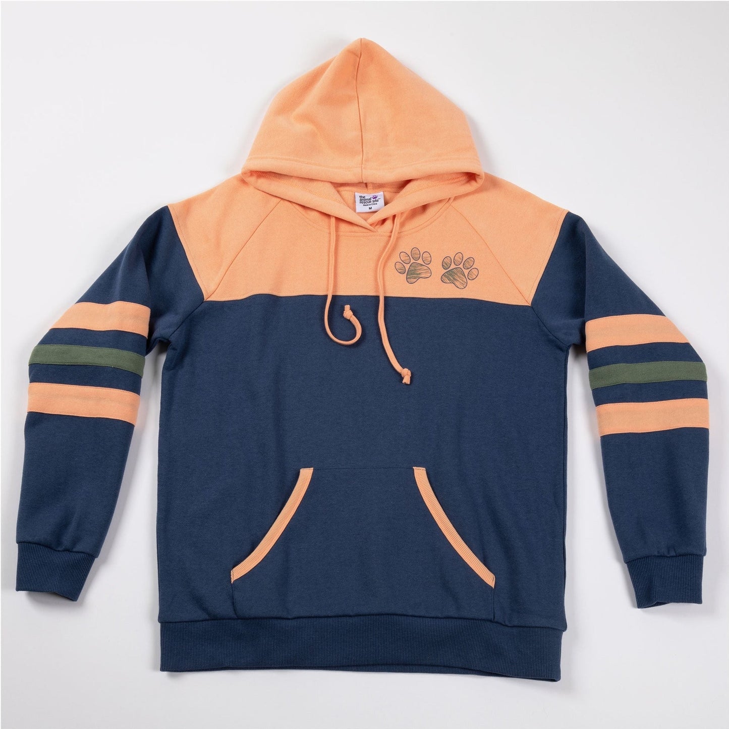 Paw Stripe Crossover Applique Hoodie