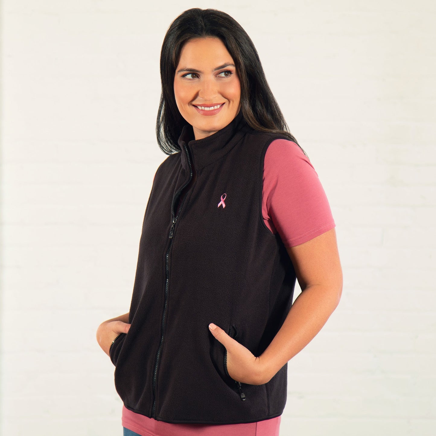 Pink Ribbon Fleece Vest