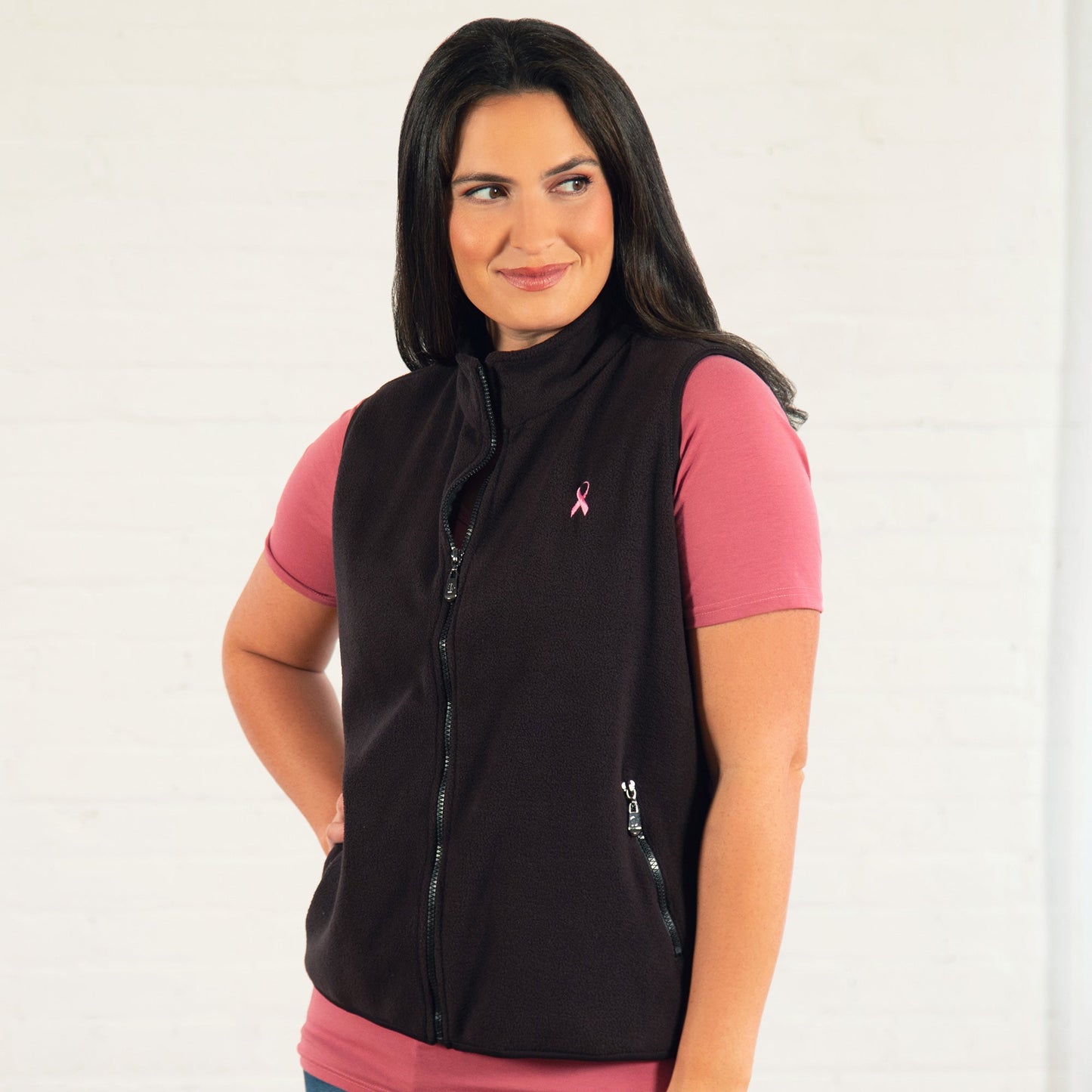 Pink Ribbon Fleece Vest