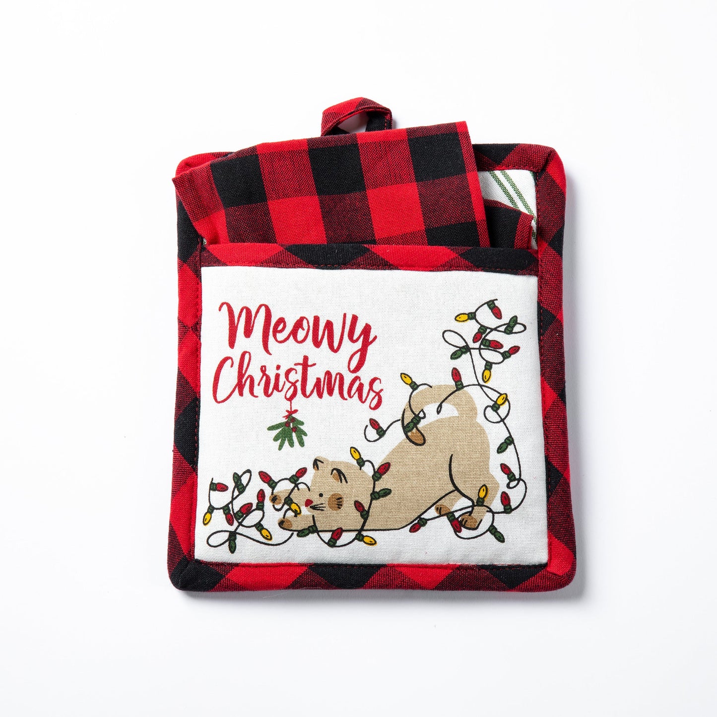 Meowy Christmas Pot Holder & Dish Towel Gift Set