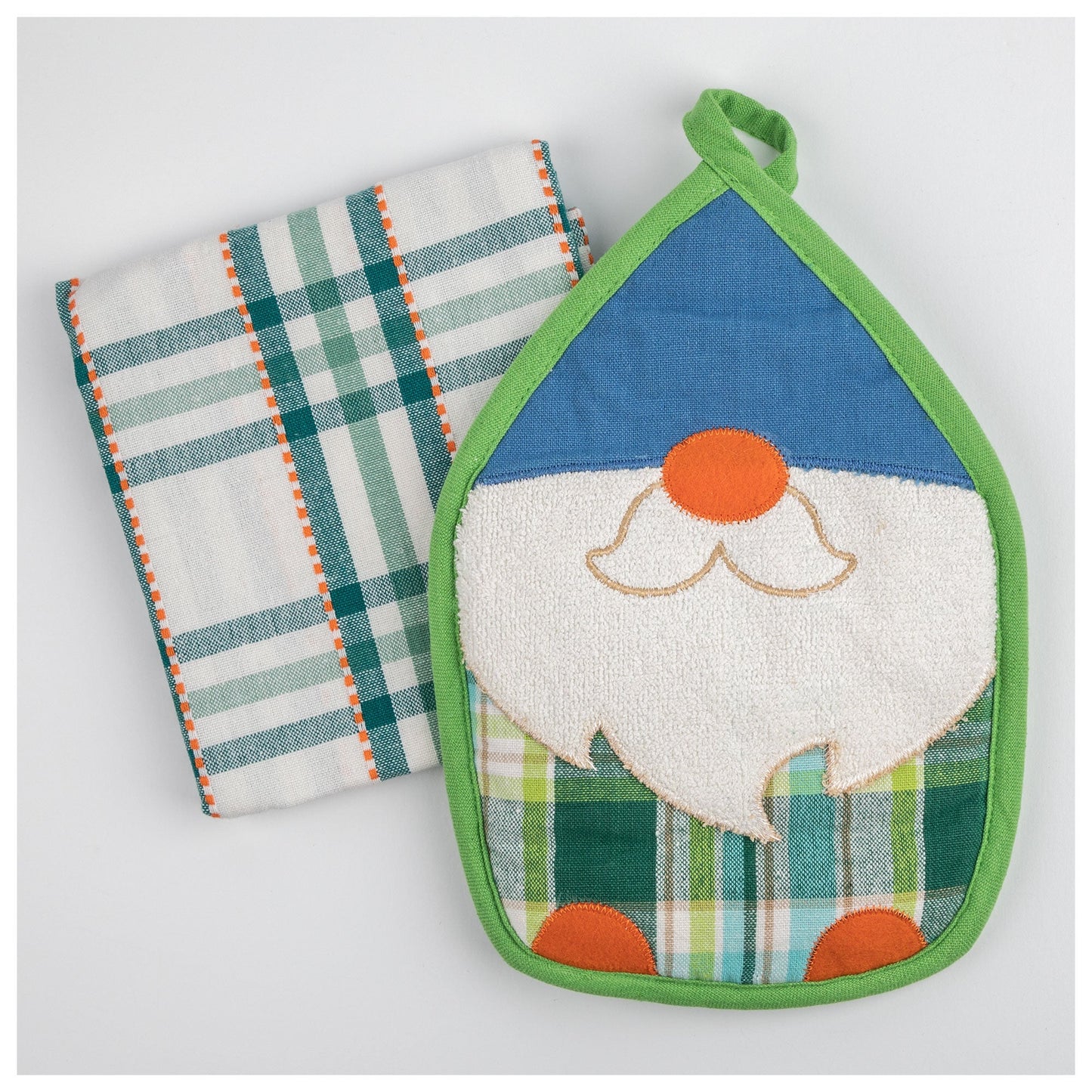 Garden Gnome Pot Holder & Dish Towel Set