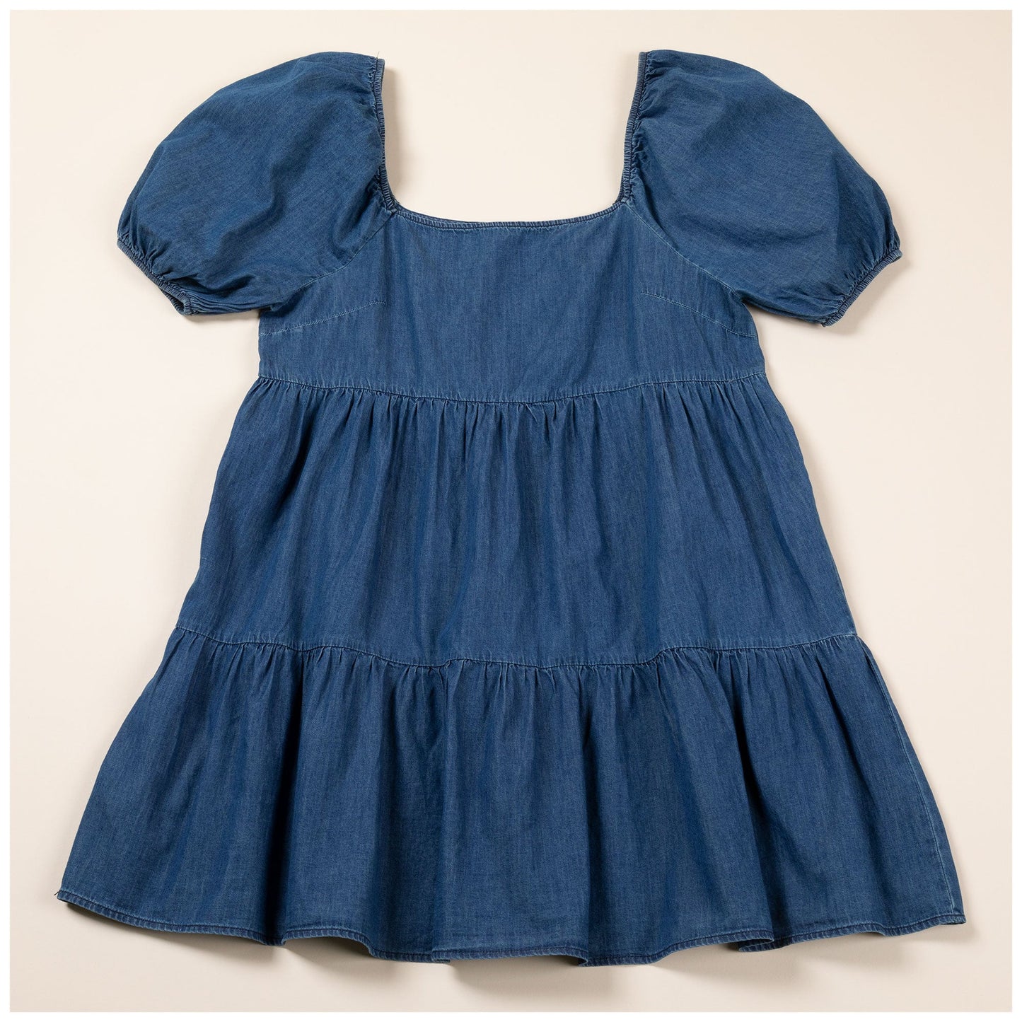 Balloon Sleeve Denim Baby Doll Dress