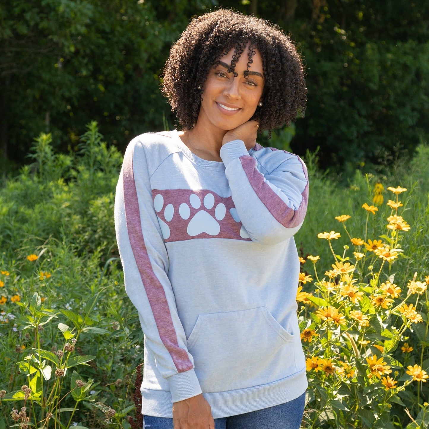 Paw Print Burnout Crew Sweatshirt