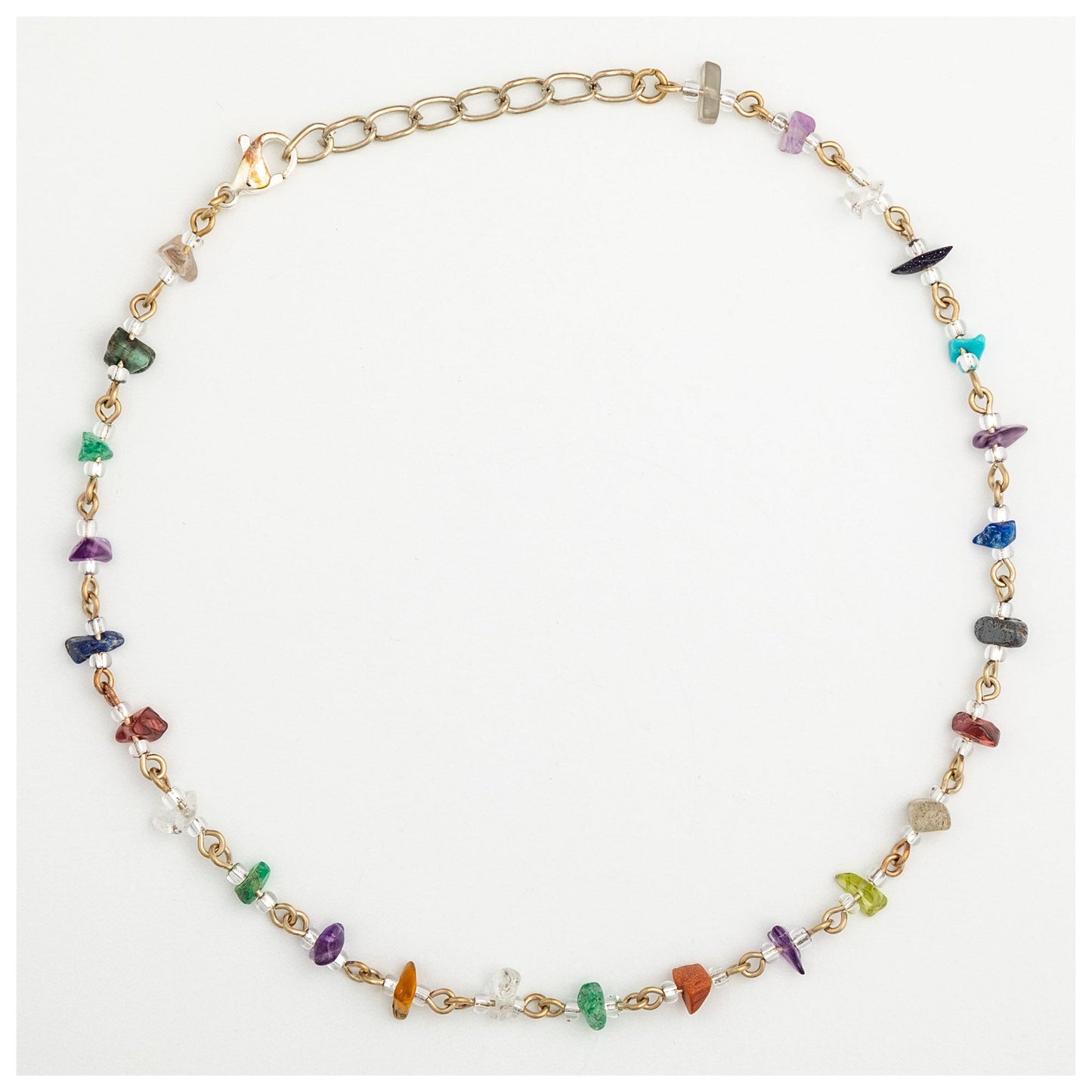 Dangling Gemstones Hand Beaded Anklet