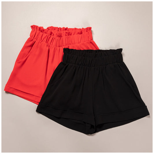 High-Waist Ruffle Top Cuff Shorts