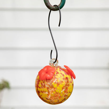 Hand Blown Glass Hummingbird Feeder