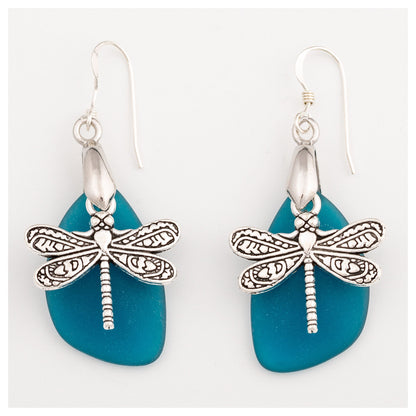 Dragonfly Sea Glass Earrings