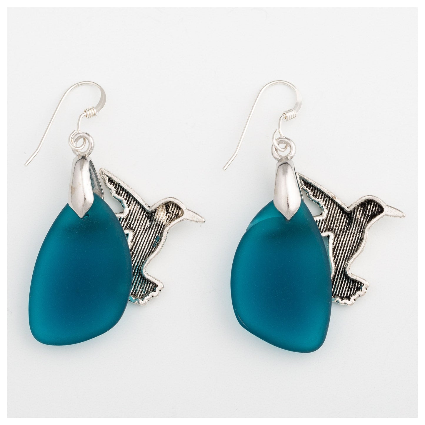 Hummingbird Sea Glass Earrings