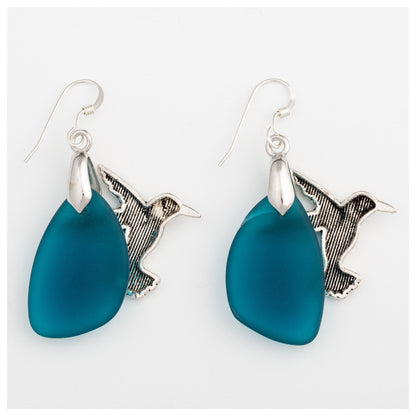 Hummingbird Sea Glass Earrings