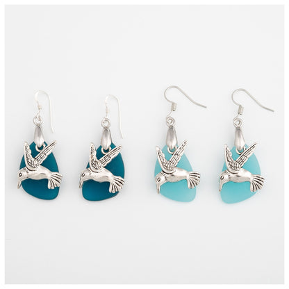 Hummingbird Sea Glass Earrings